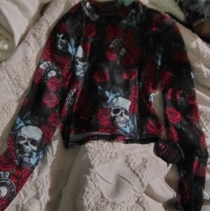 Skull and Roses Long Sleeve Top